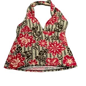 Y2K La Blanca by Rod Beattie Swim Halter Neck Tankini Top ONLY Floral Size 6